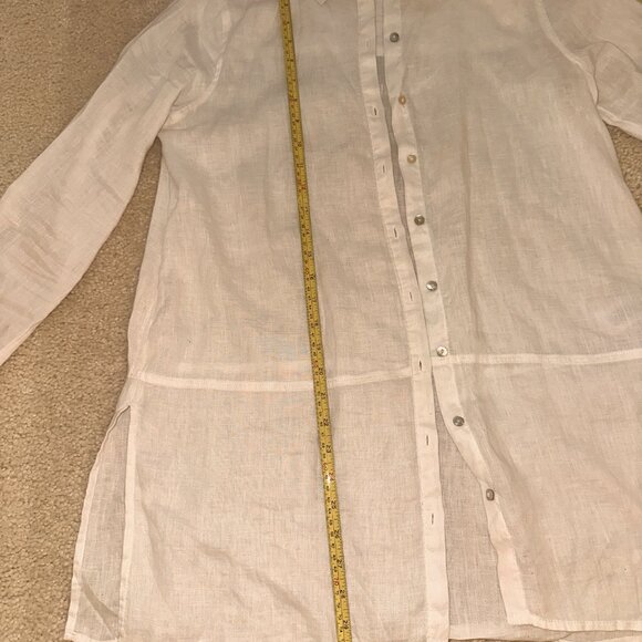 Classic Tahari 100 % Linen Tunic Style Shirt White Size S - Picture 4 of 6